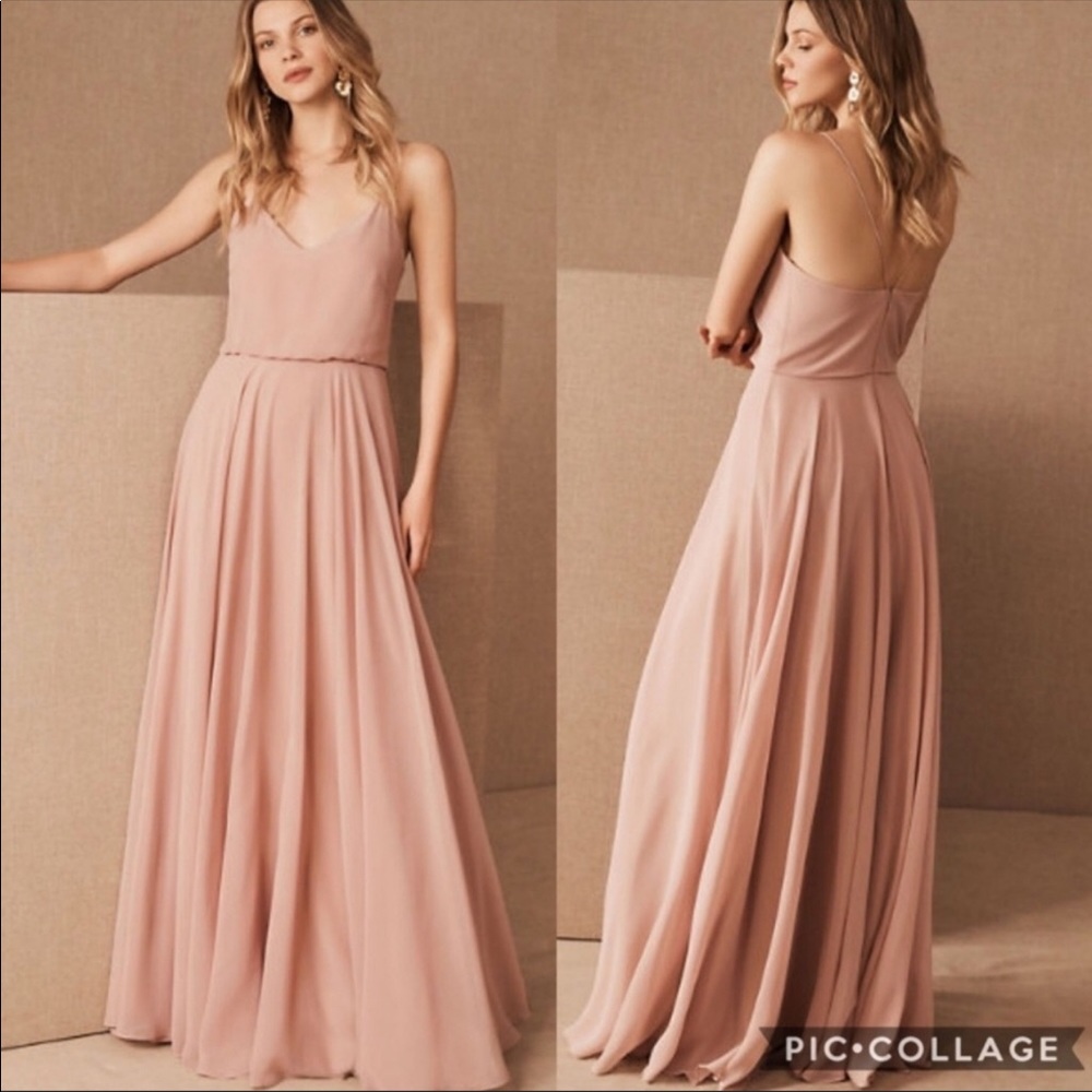 Jenny Yoo Inesse Pink Chiffon Dress